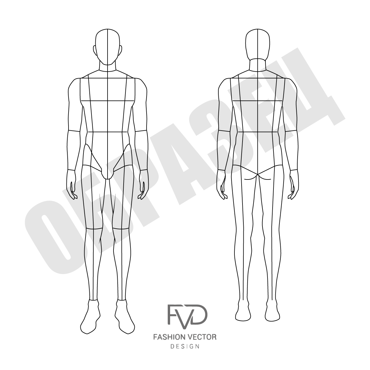 Мужская фигура для эскизов одежды