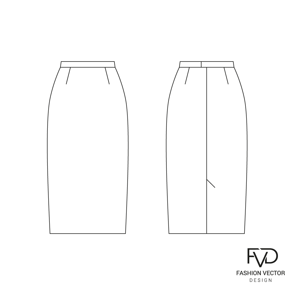 Эскиз прямой юбки в Adobe Illustrator fvdesign.org