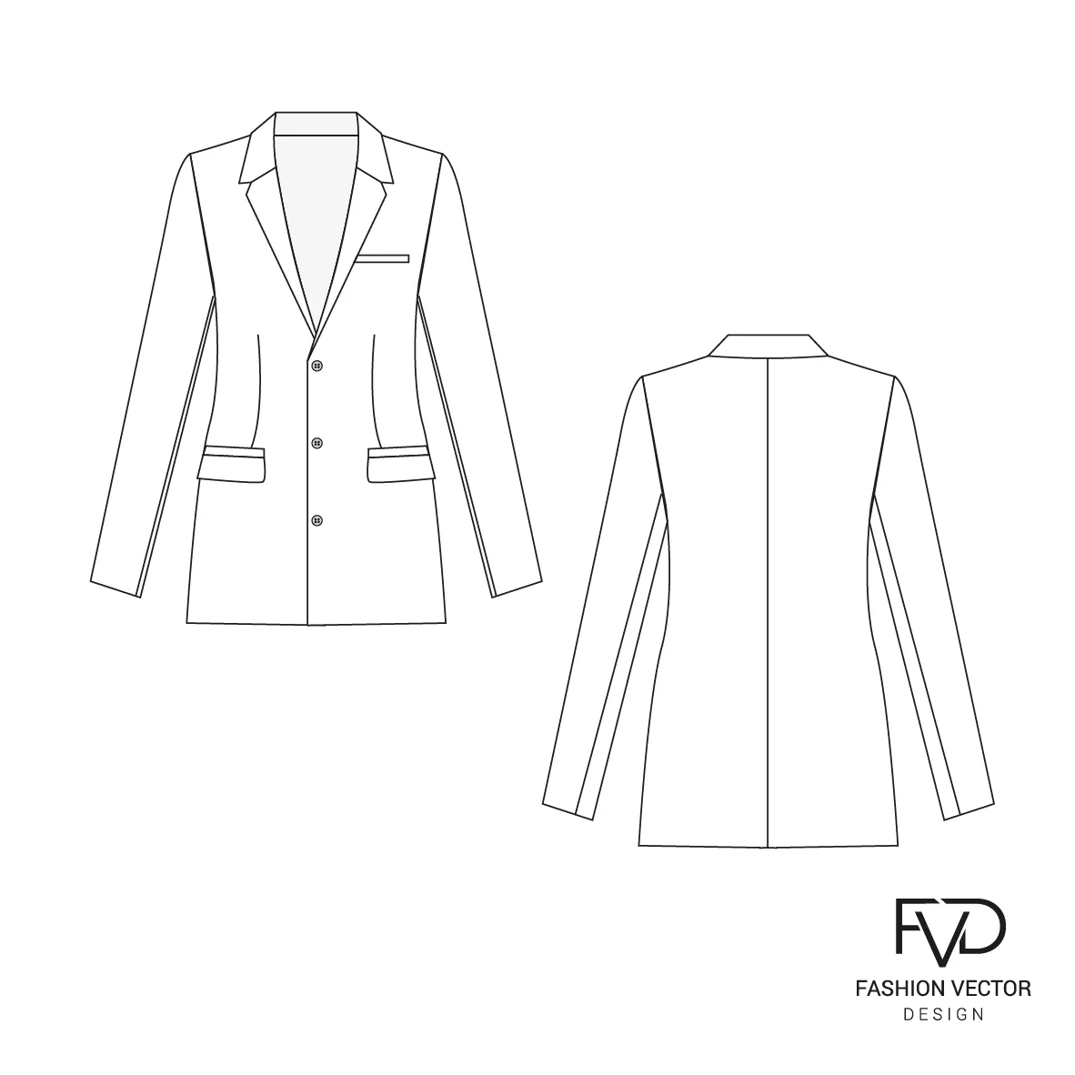 Эскиз женский жакет в Adobe Illustrator fvdesign.org