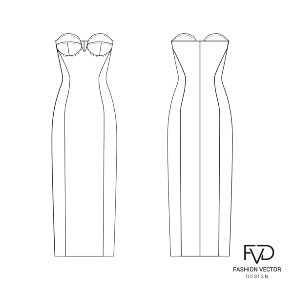 Эскиз нарядное платье в Adobe Illustrator fvdesign.org