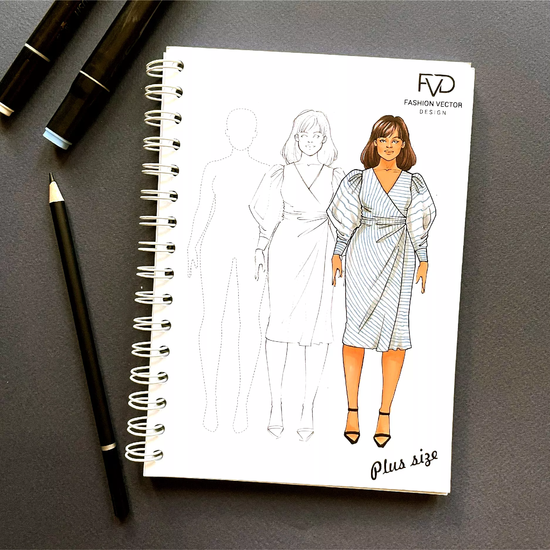 Скетчбук A5 fashion illustrtaion - Plus size fvdesign.org