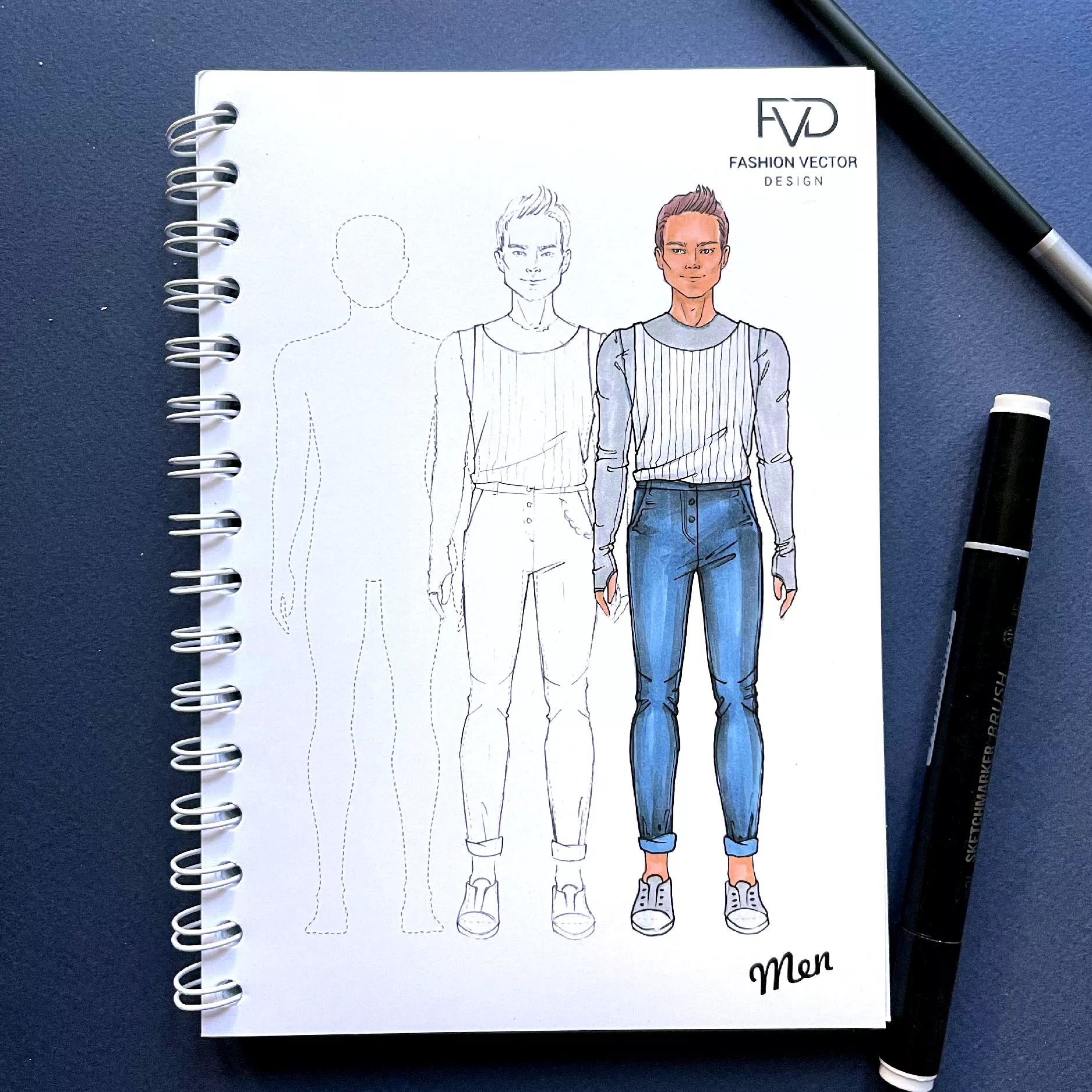 Скетчбук A5 fashion illustration - Men fvdesign.org