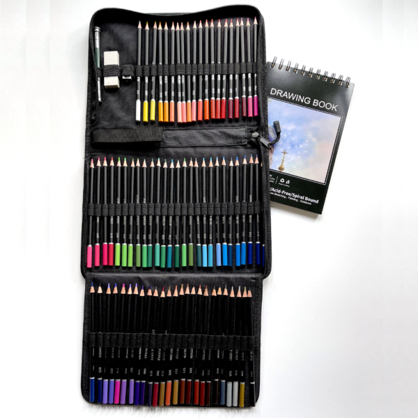 Большой набор цветных восковых карандашей 76 предметов в пенале на молнии fvdesign.org