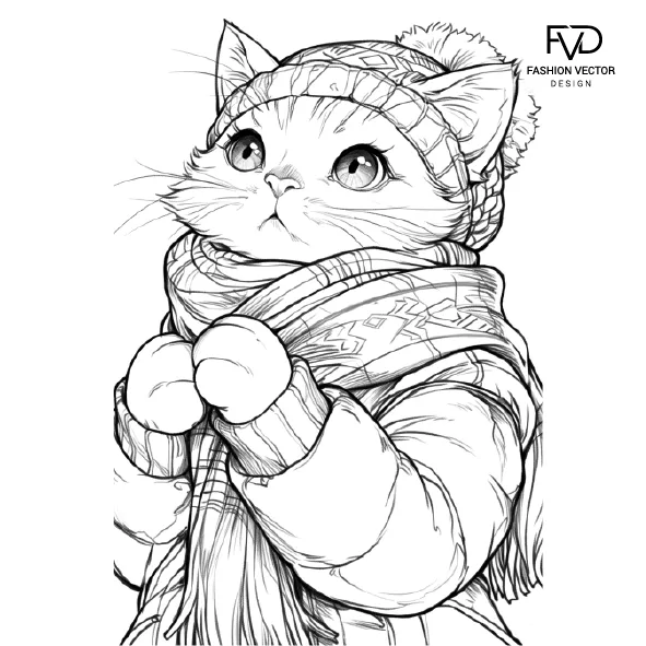 Раскраска- антистресс милый котик 06