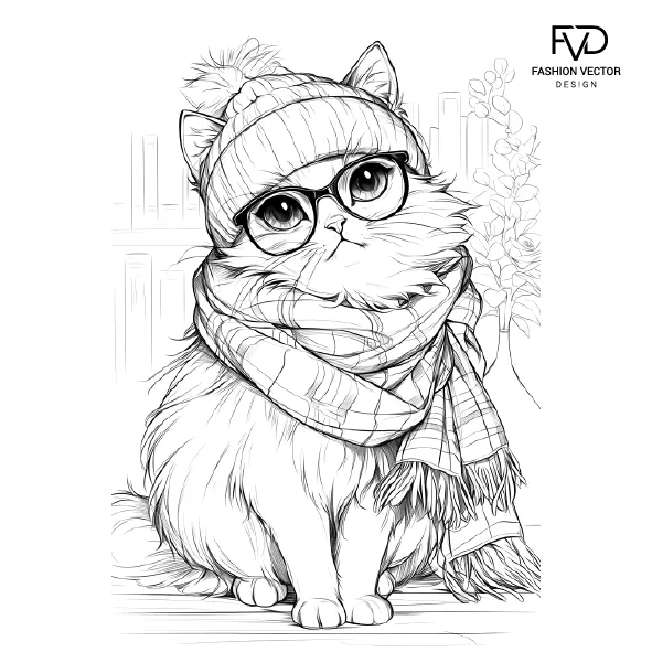 Раскраска- антистресс милый котик 05 fvdesign.org