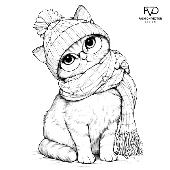 Раскраска- антистресс милый котик 02 fvdesign.org