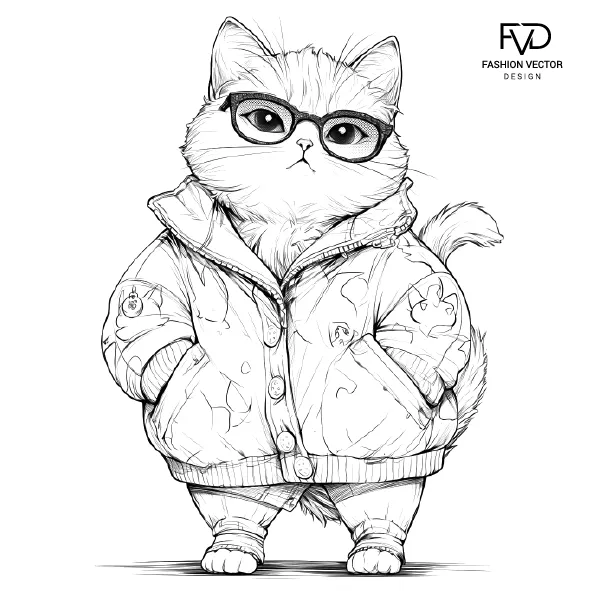 Раскраска- антистресс милый котик 01 fvdesign.org